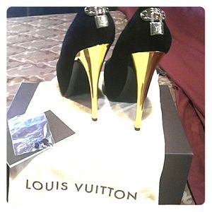 Black and gold Louis vuitton heels
